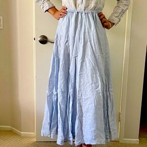 Elegant blue long linen dress